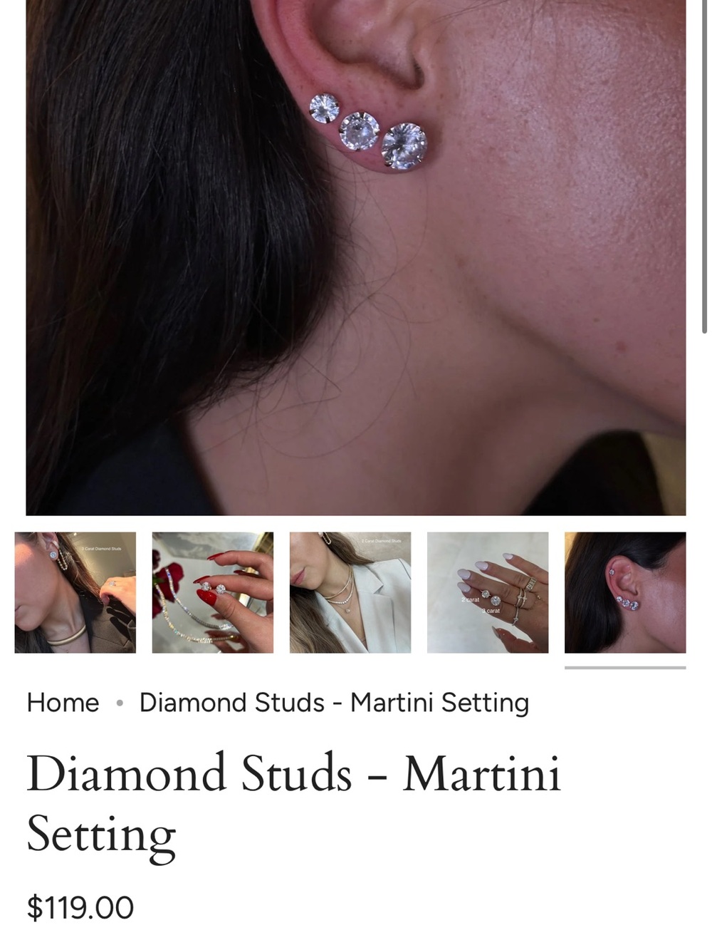 White Crystal Martini-Style Stud Earrings - Classic Sparkle
